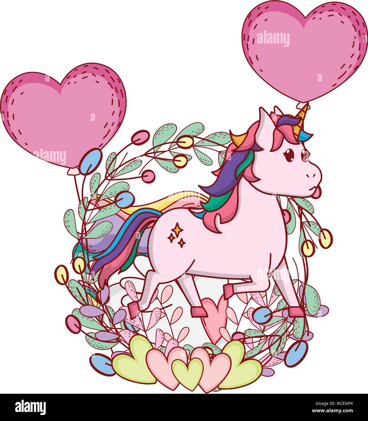 unicorn with leaves arrangement Stock Vector Image & Art - Alamy
