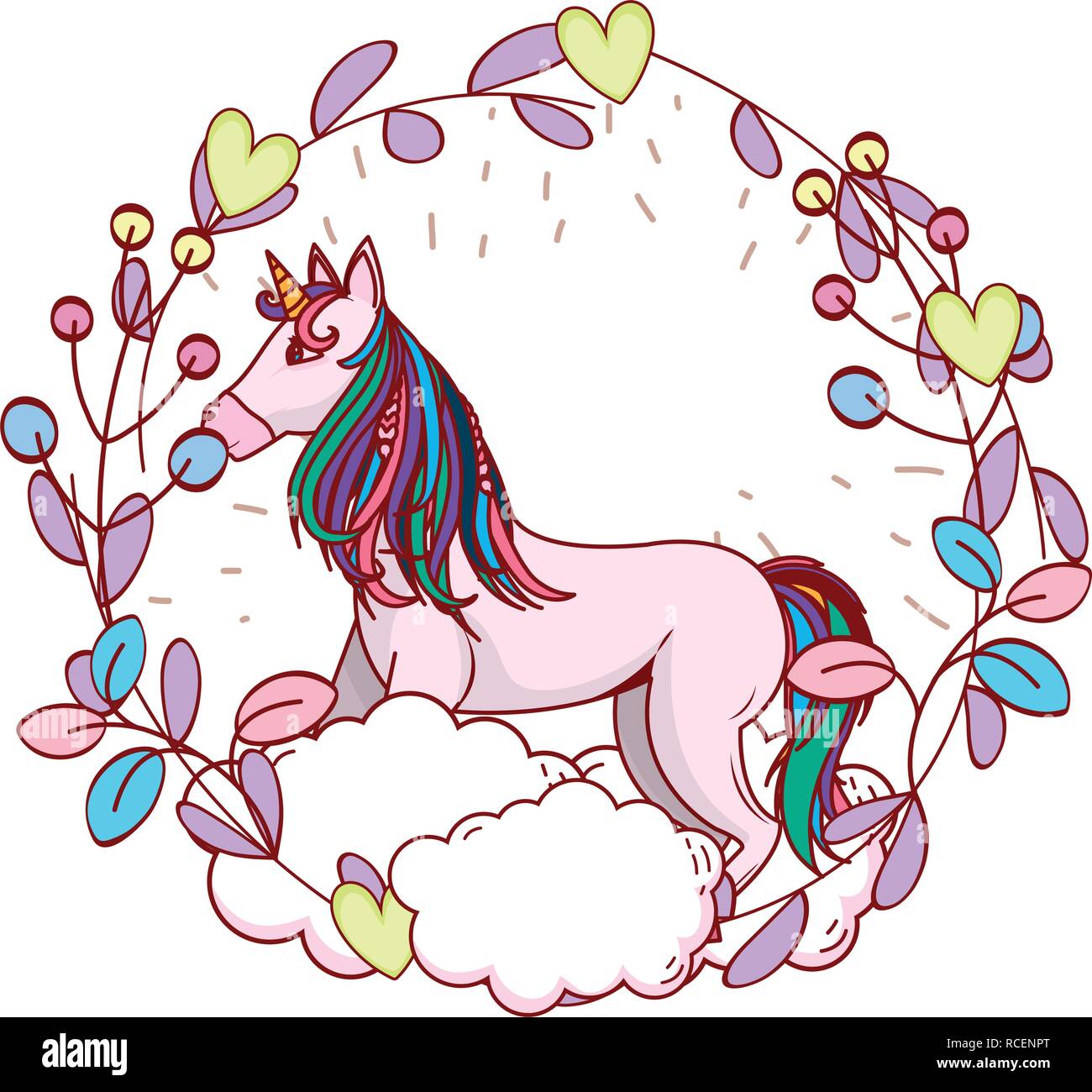 unicorn with leaves arrangement Stock Vector Image &amp; Art - Alamy