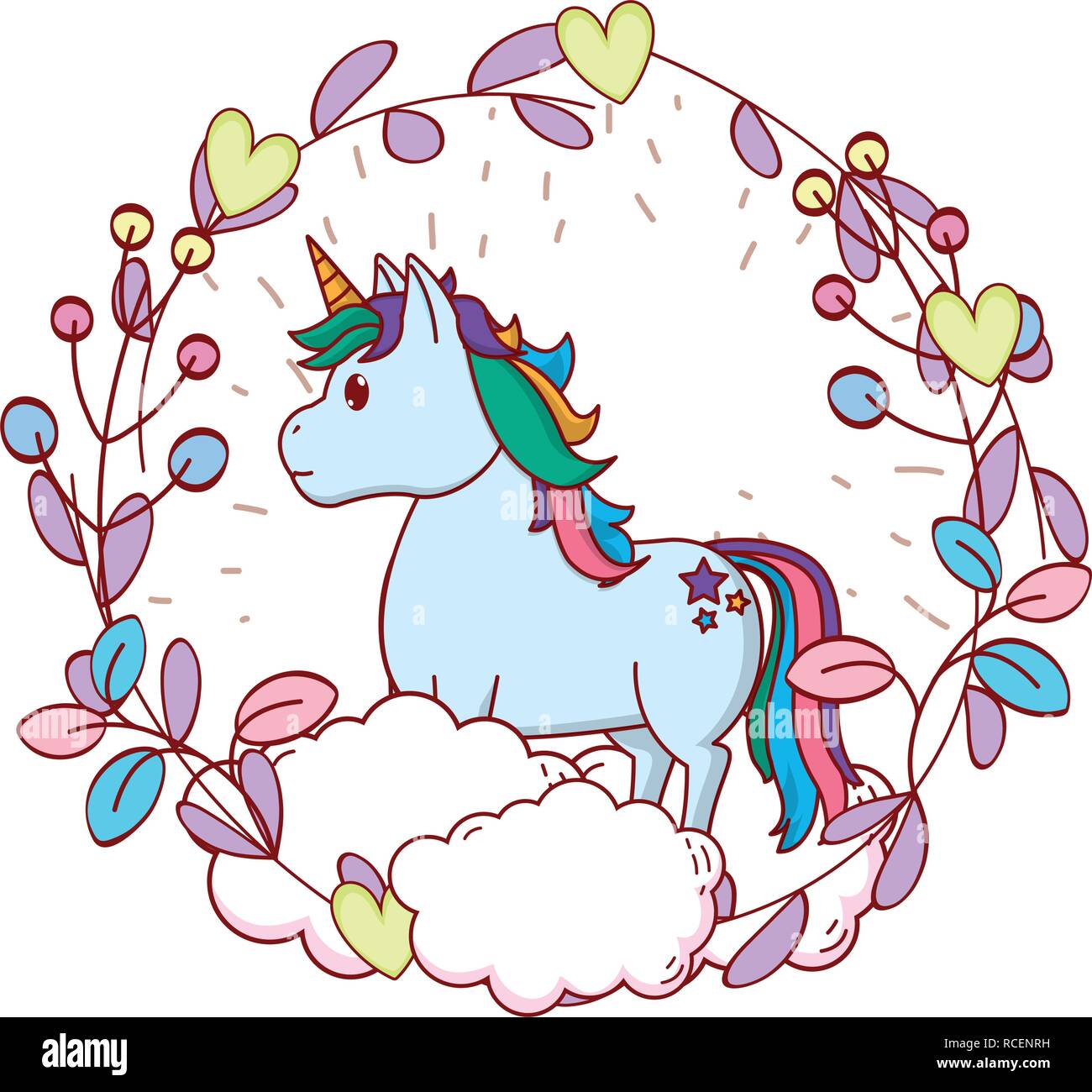 unicorn with leaves arrangement Stock Vector Image &amp; Art - Alamy