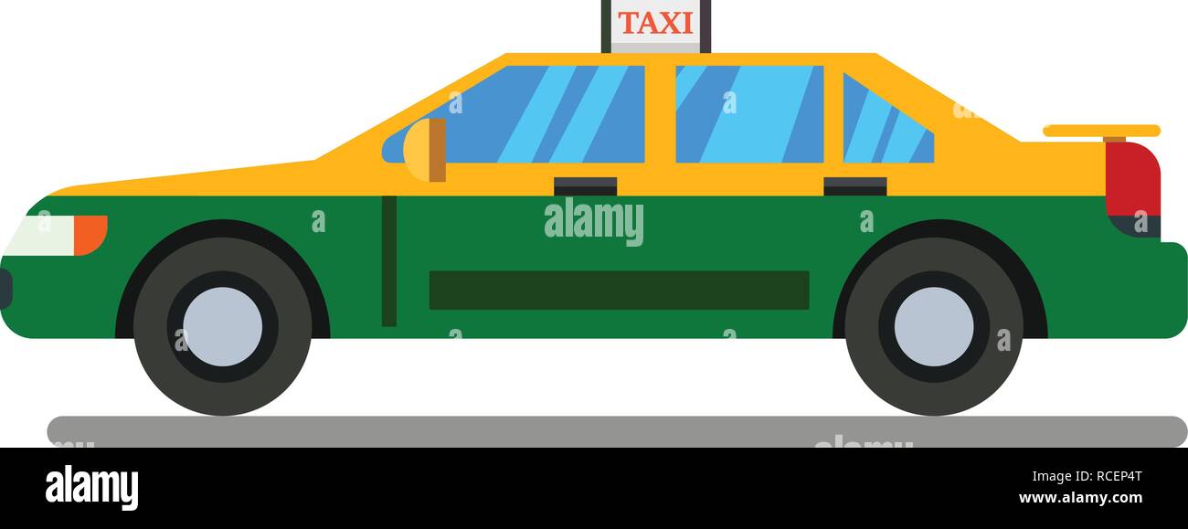 Thai Taxi flat design with isolated white background vector.Thai personal taxi-meter cab flat design style Stock Vector
