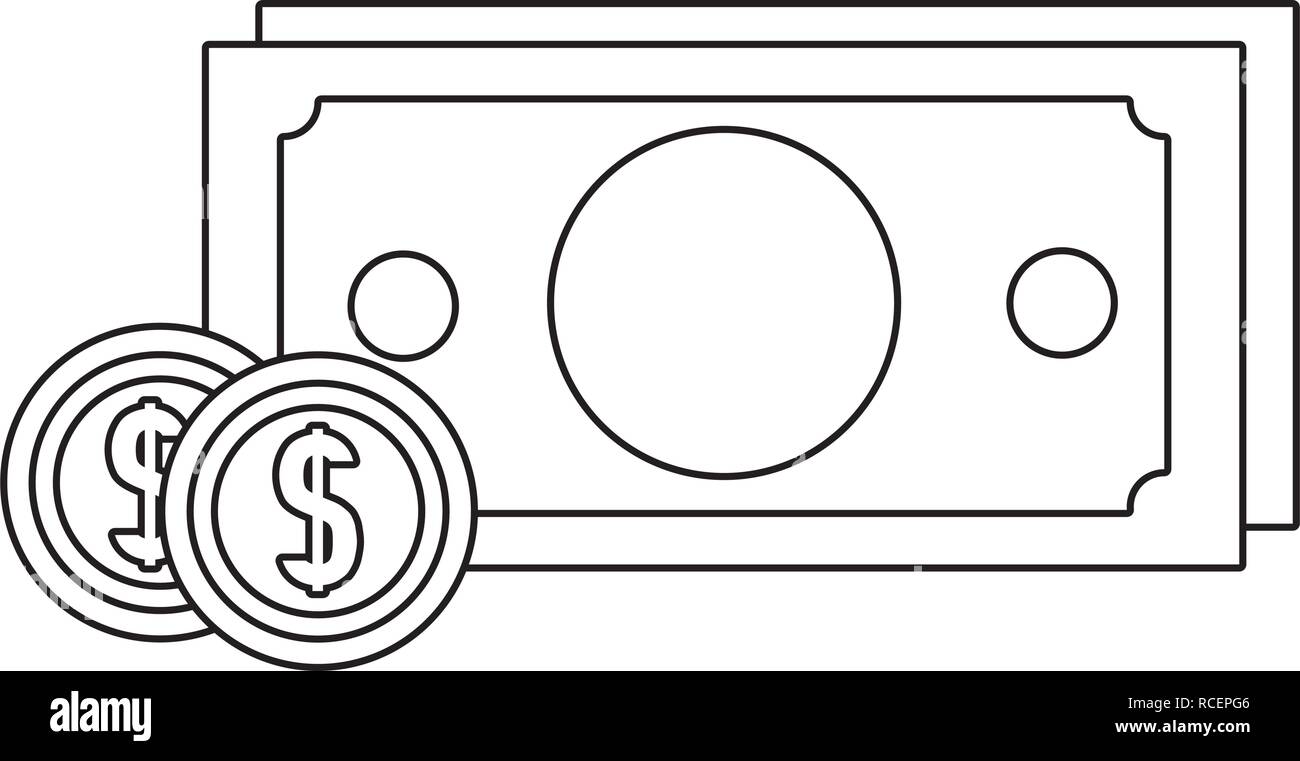 money bills and coins Stock Vector Image & Art - Alamy