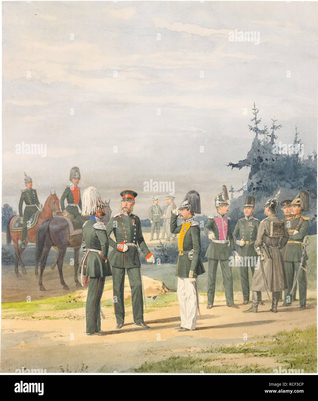 Officers from Uhlan Regiment. Museum: PRIVATE COLLECTION. Author: Balashov, Pyotr Ivanovich. Stock Photo