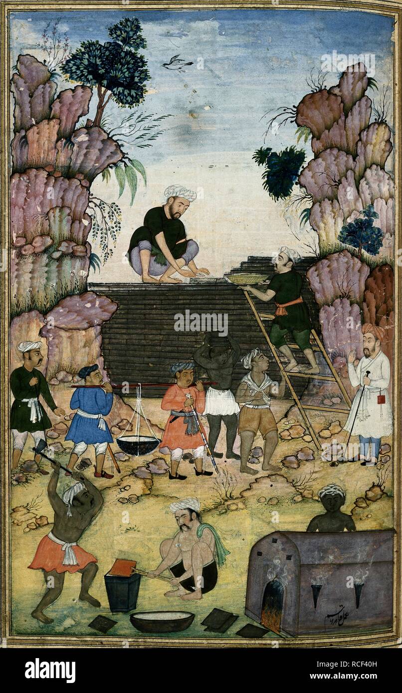 The wall built against Juj and Majuj (Gog and Magog). Shahnama. India