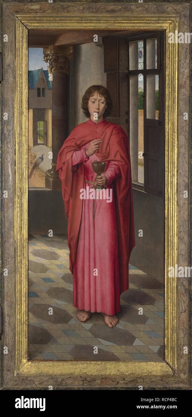 Saint John the Evangelist. The Donne Triptych. Museum: National Gallery, London. Author: MEMLING, HANS. Stock Photo