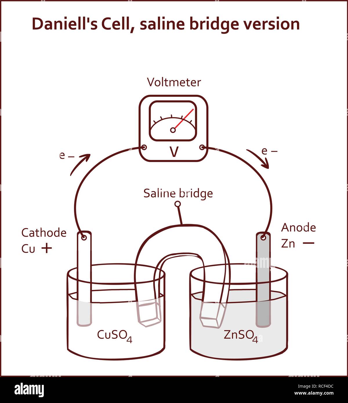 Daniell's Cell, saline bridge version vector illustration Stock Vector