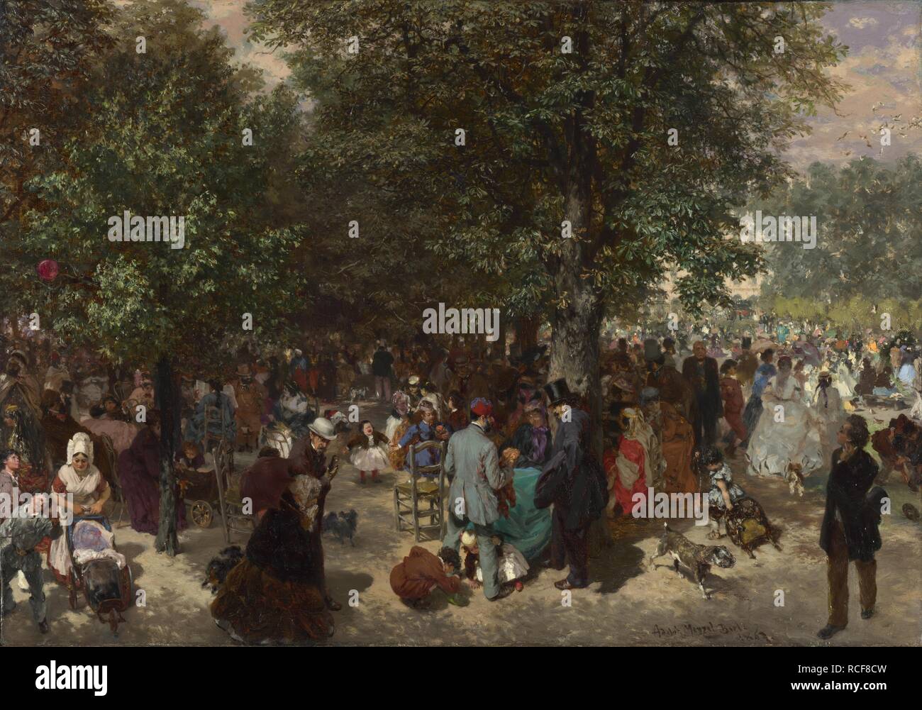 Afternoon in the Tuileries Gardens. Museum: National Gallery, London. Author: Menzel, Adolph Friedrich, von. Stock Photo