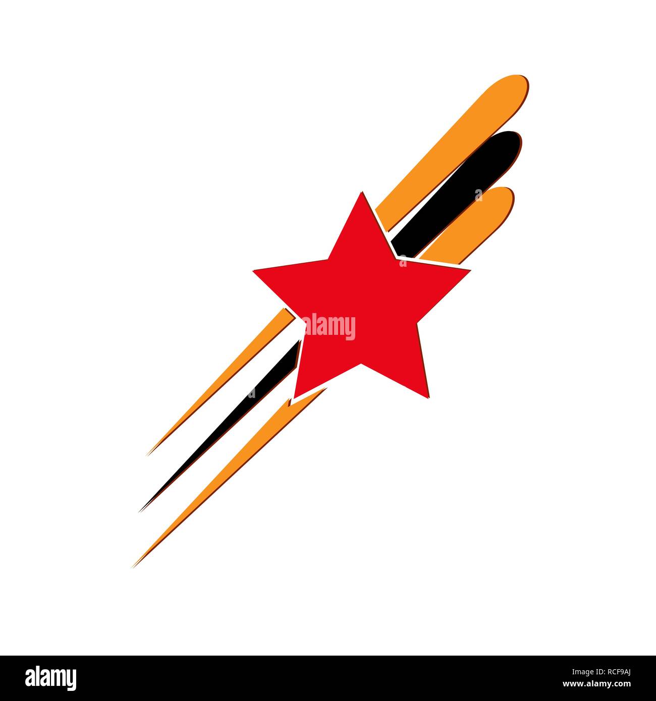 Red five-pointed star and three rays in the colors of St. George's ribbon Stock Vector