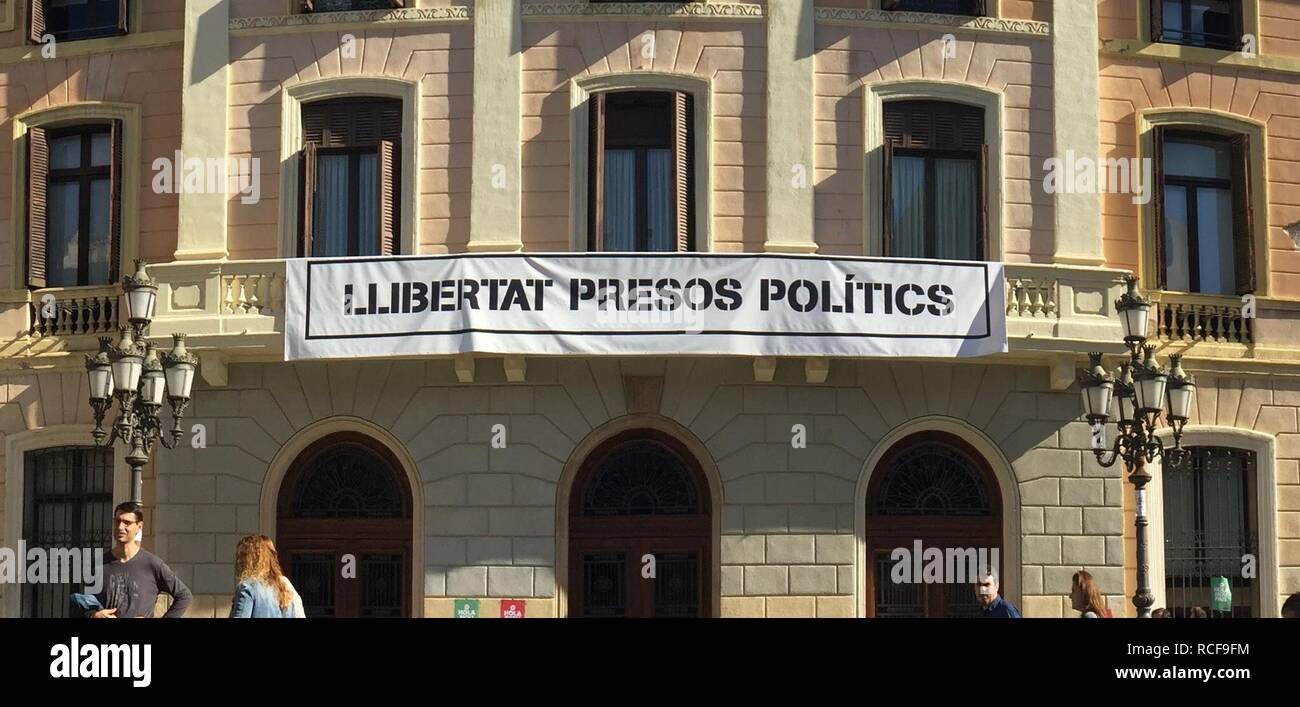 Ajuntament de Sabadell llibertat presos polítics 01. Stock Photo