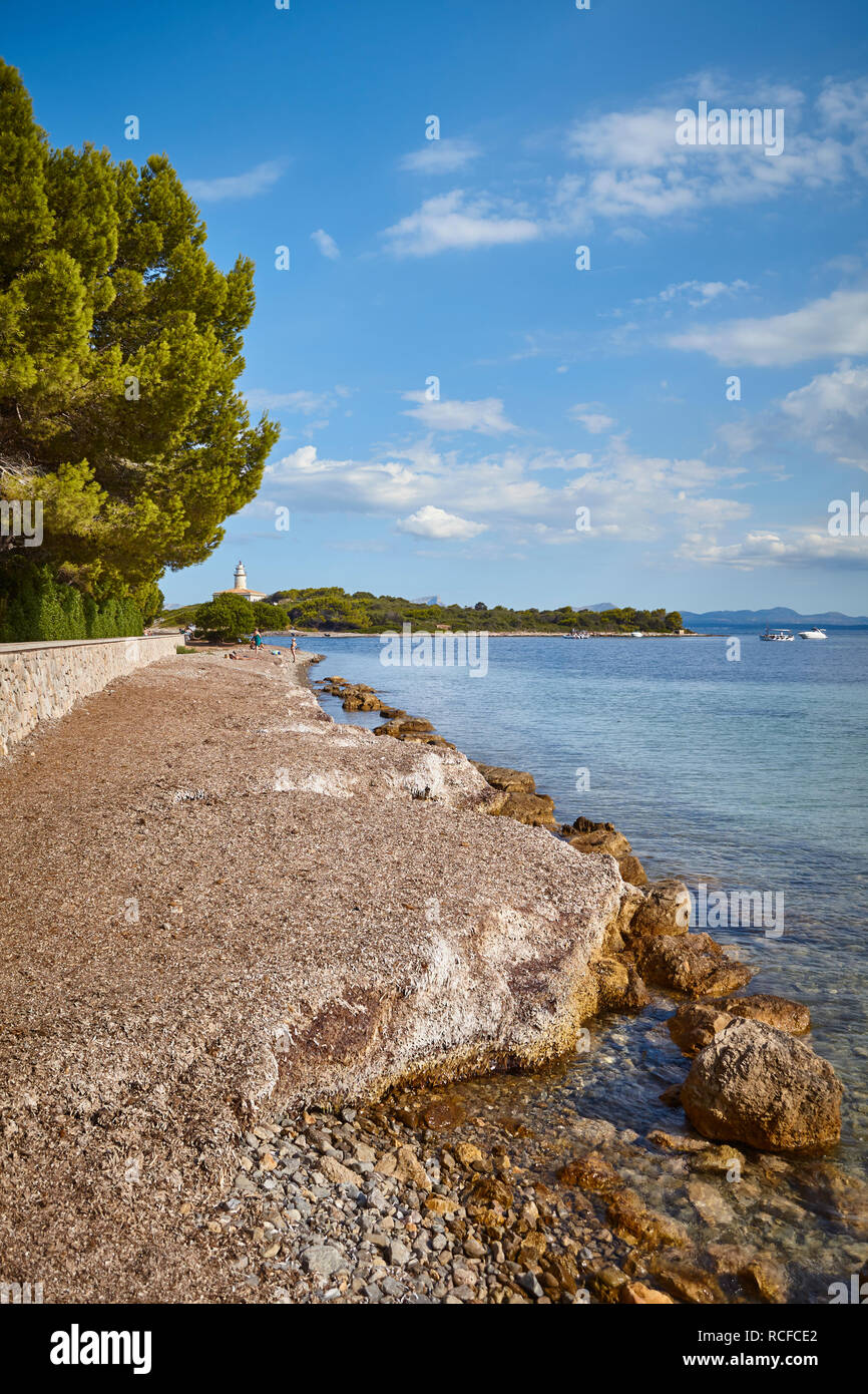 Alcanada Beach near Port de Alcudia at the north coast of Mallorca, Spain. Stock Photo