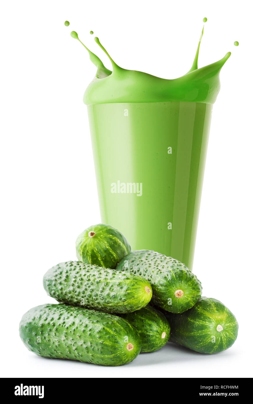Cucumber smoothie or yogurt with splash and cucumber Stock Photo Alamy
