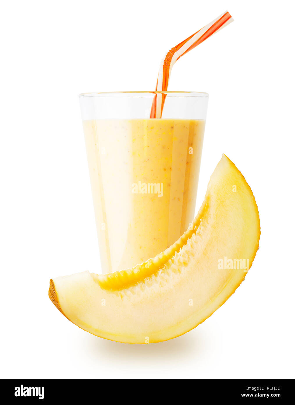 Glass of melon yogurt or smoothie with slice of melon Stock Photo Alamy