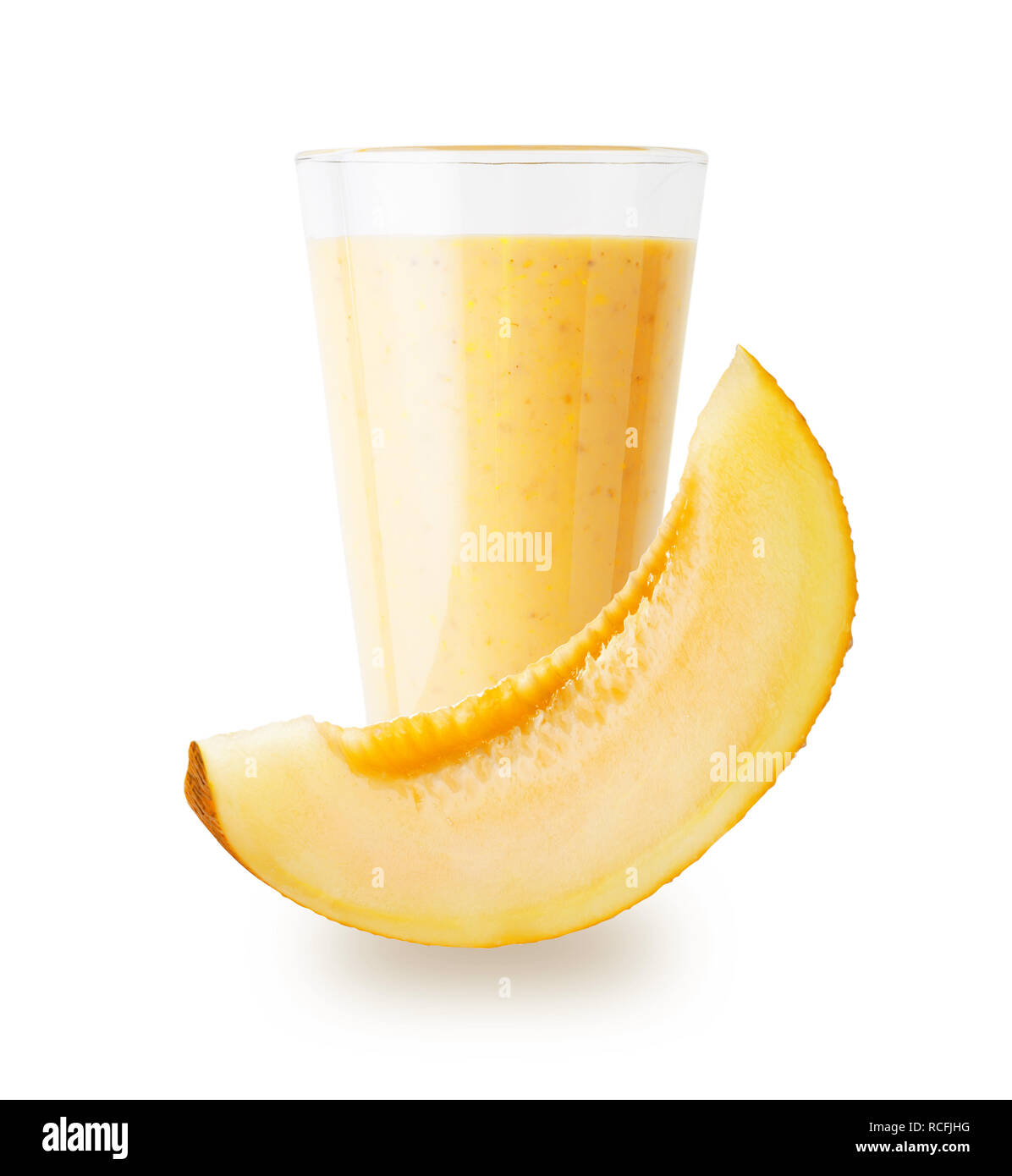 Melon yogurt or smoothie with slice of melon Stock Photo Alamy