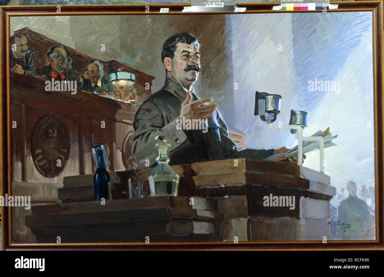Stalin declared the Soviet constitution on the 8th Extraordinary Congress of Soviets on December 5, 1936. Museum: State Museum-and exhibition Centre ROSIZO, Moscow. Author: Svarog, Vasili Semyonovich. Stock Photo
