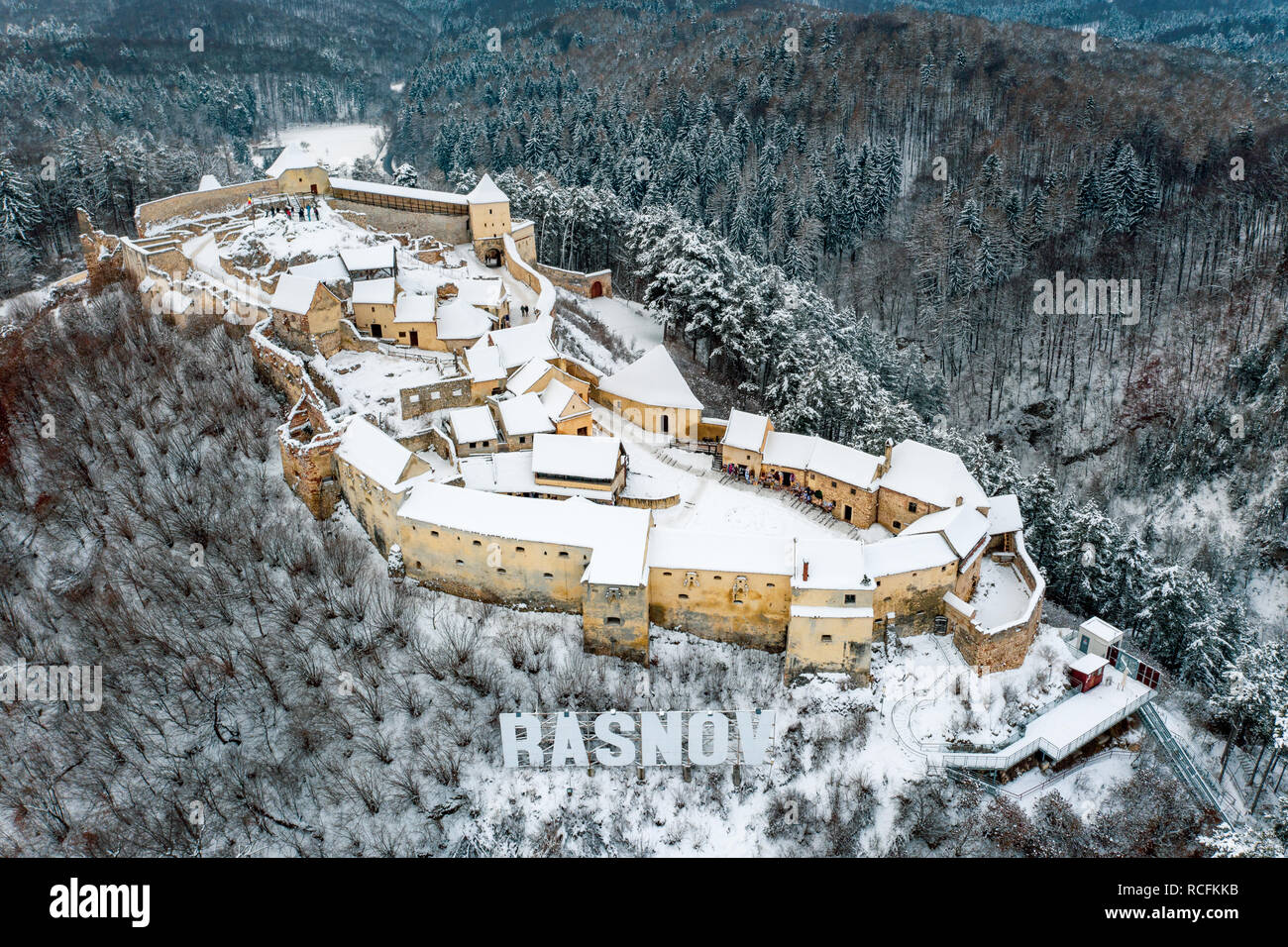 Rasnov peasant fortress in Rasnov city near Bran and Brasov in Transylvania, Romania Stock Photo