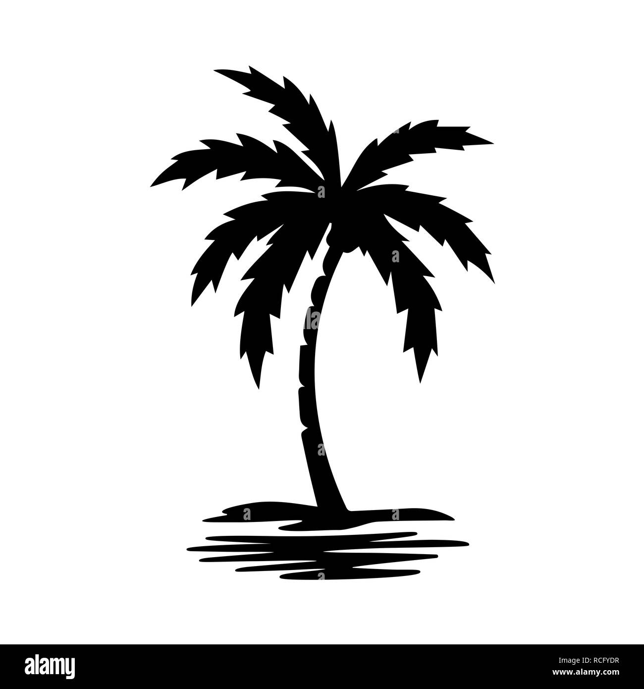 Palm tree silhouette vector image. Stock Photo
