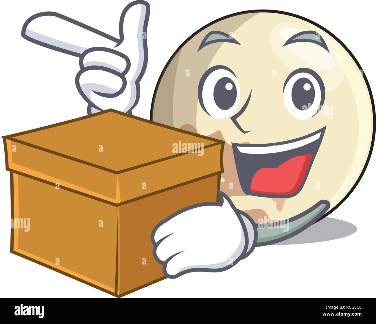 With box image of planet pluto in character Stock Vector