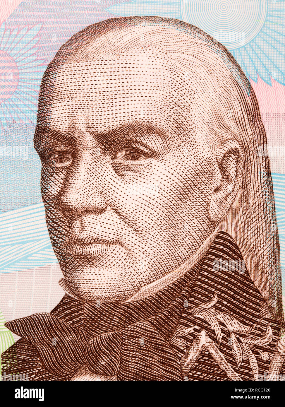 Francisco de Miranda portrait from Venezuelan money Stock Photo