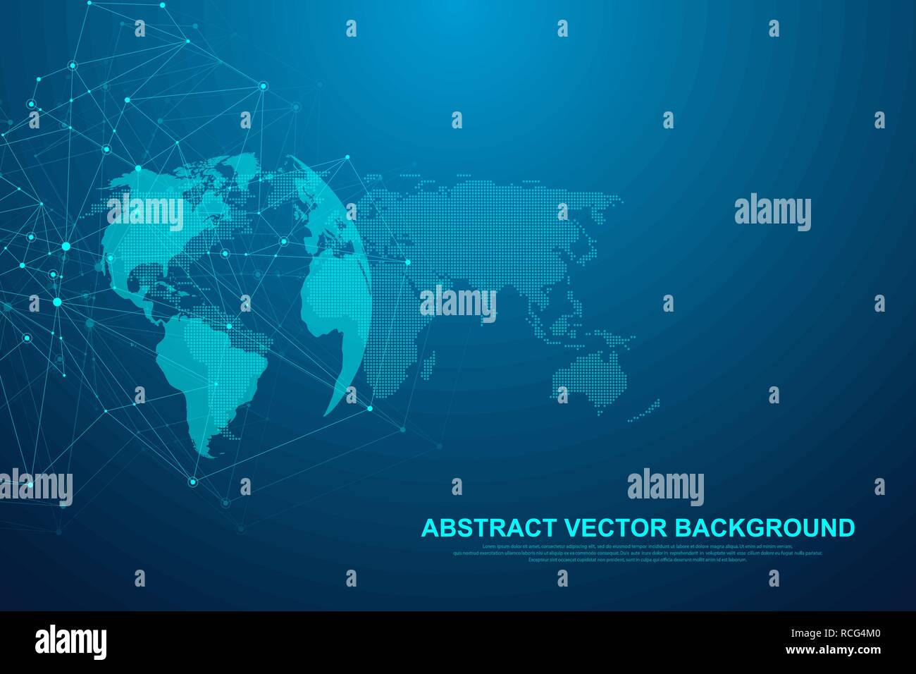 Futuristic abstract vector background blockchain technology. Peer to peer network business concept. Global cryptocurrency blockchain vector banner. Wave flow Stock Vector