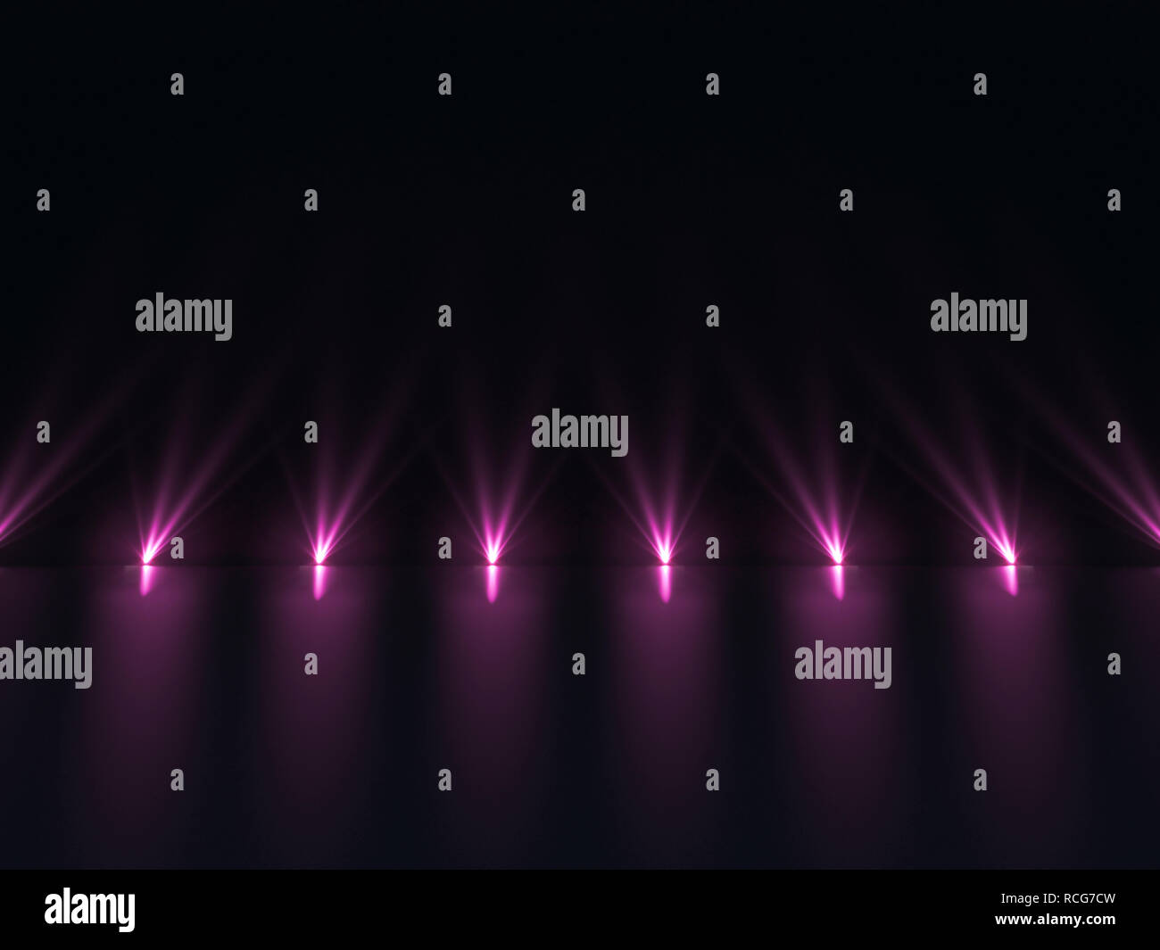 Background of empty dark podium with pink and purple lights Stock Photo