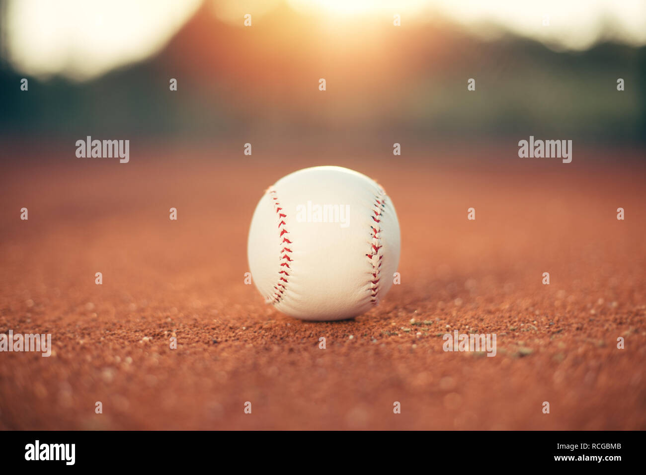 Baseball ball on pitchers mound Stock Photo Alamy