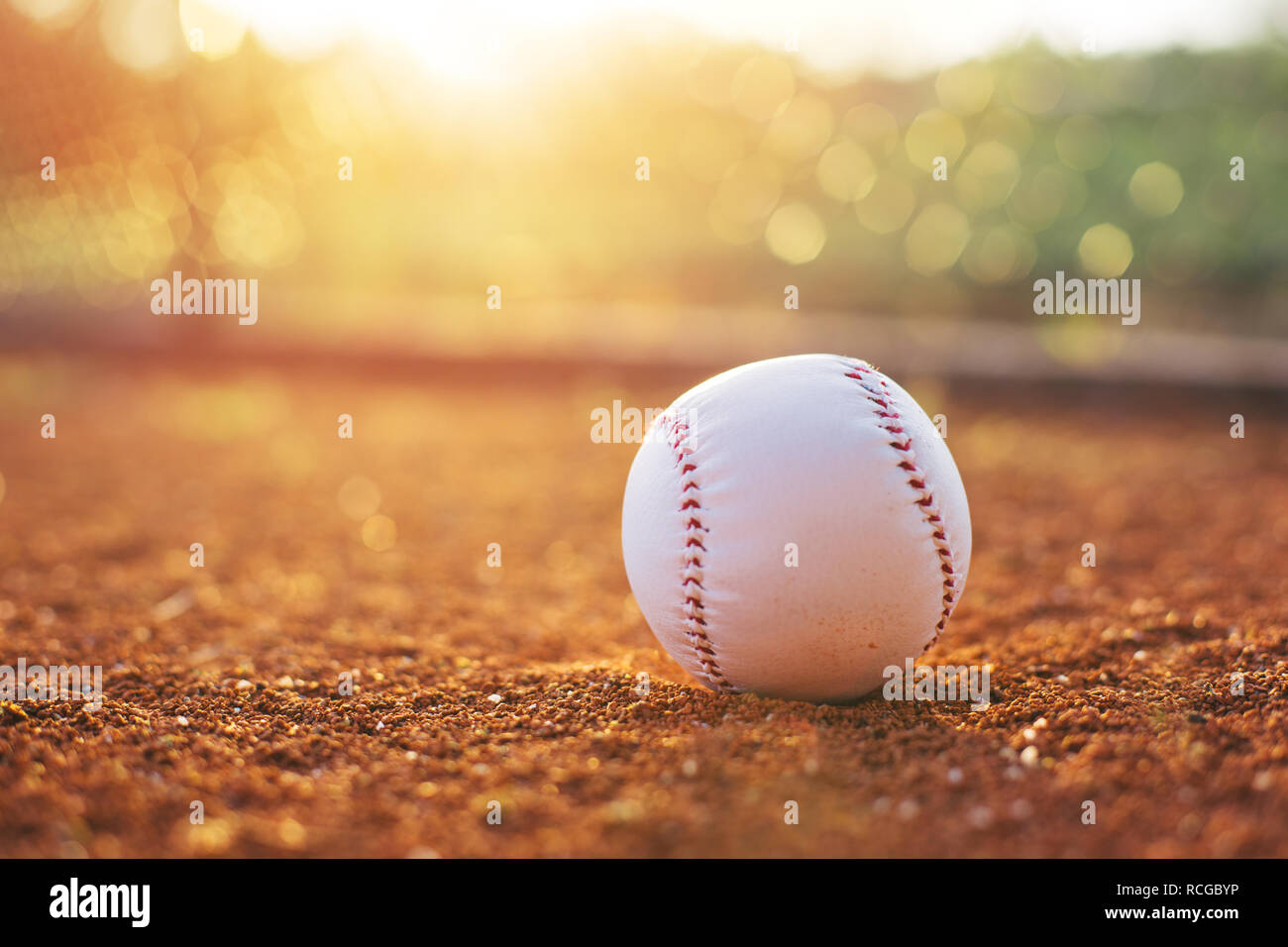Baseball ball on pitchers mound Stock Photo Alamy