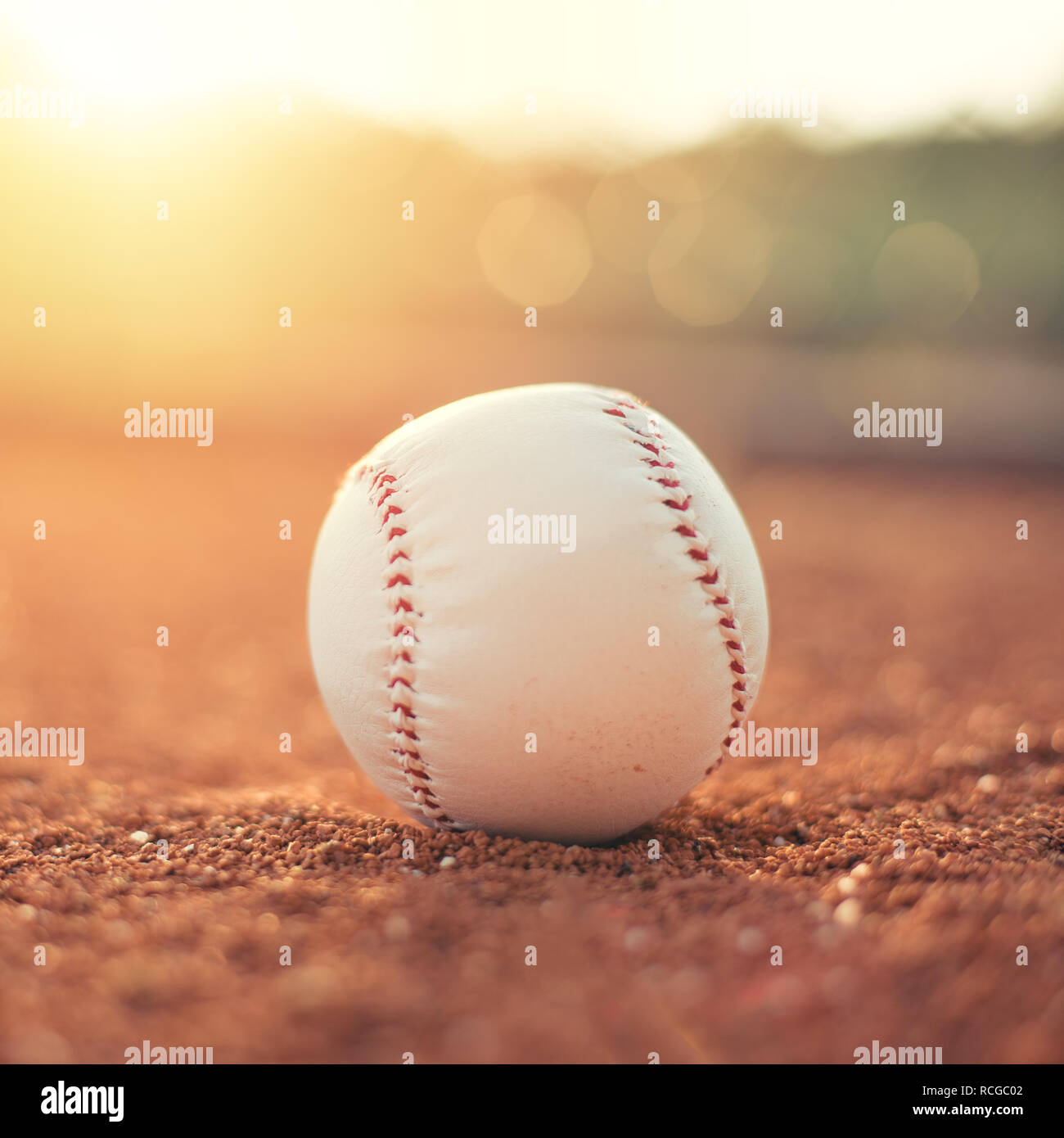 Baseball ball on pitchers mound Stock Photo Alamy