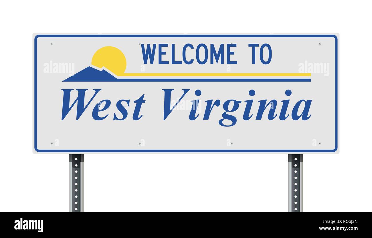 Vector illustration of the Welcome to West Virginia road sign Stock Vector