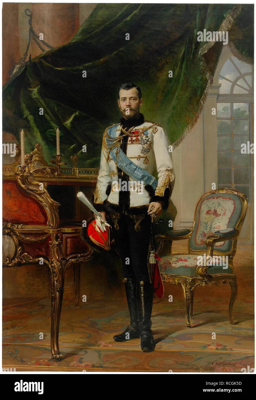 Portrait of Emperor Nicholas II (1868-1918). Museum: PRIVATE COLLECTION. Author: Liphart, Ernest Karlovich. Stock Photo