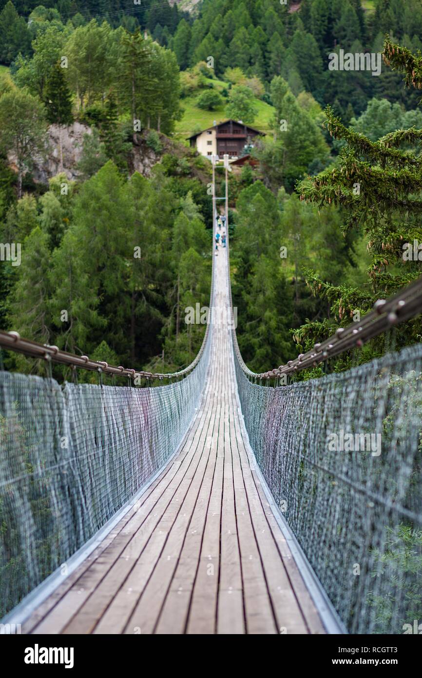 Suspension bridge, Monte Rosa - Switzerland Stock Photo