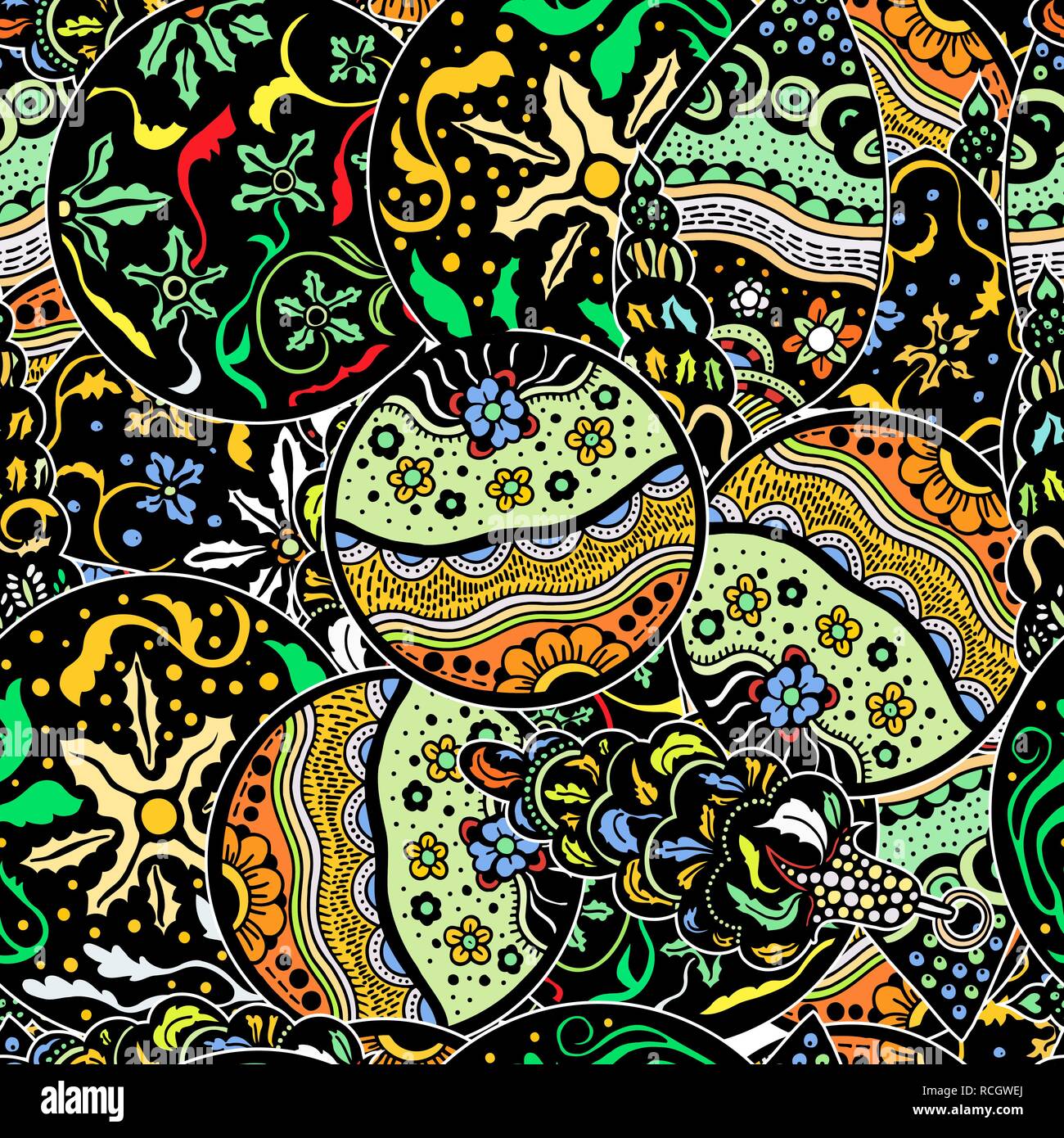Cartoon cute doodles hand drawn Holidays seamless pattern. Color ...
