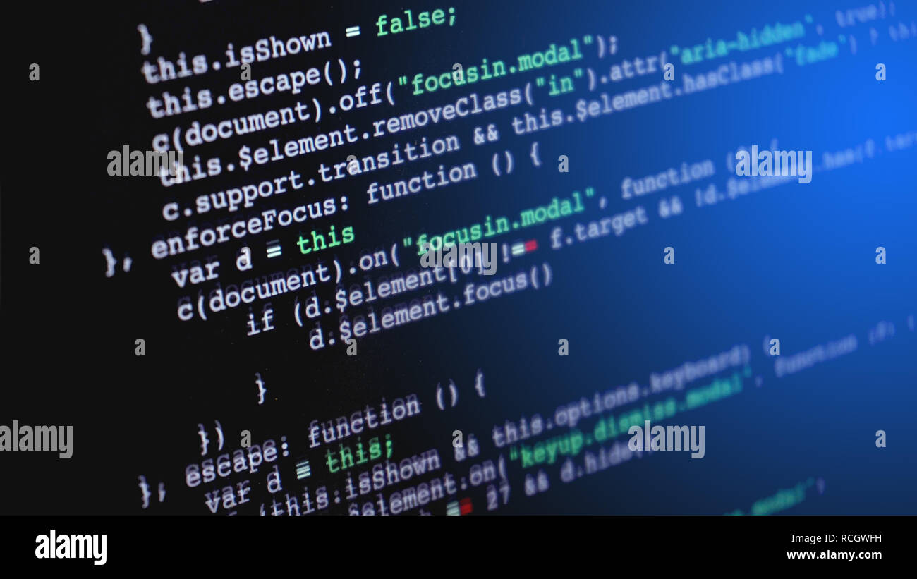Source code programming on screen of computer Stock Photo