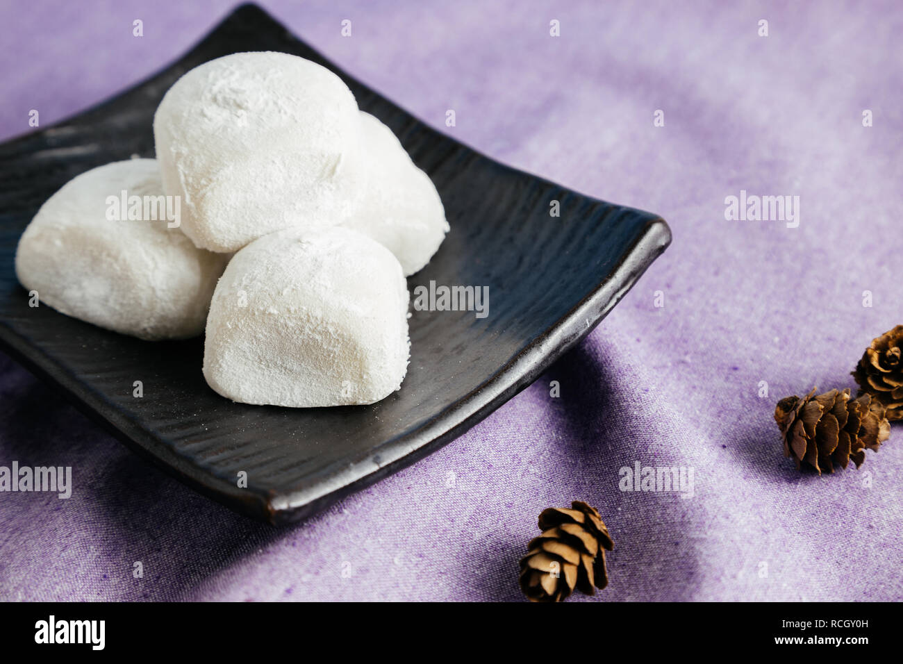 Japanese traditional dessert Red bean mochi, Sticky rice cake Stock