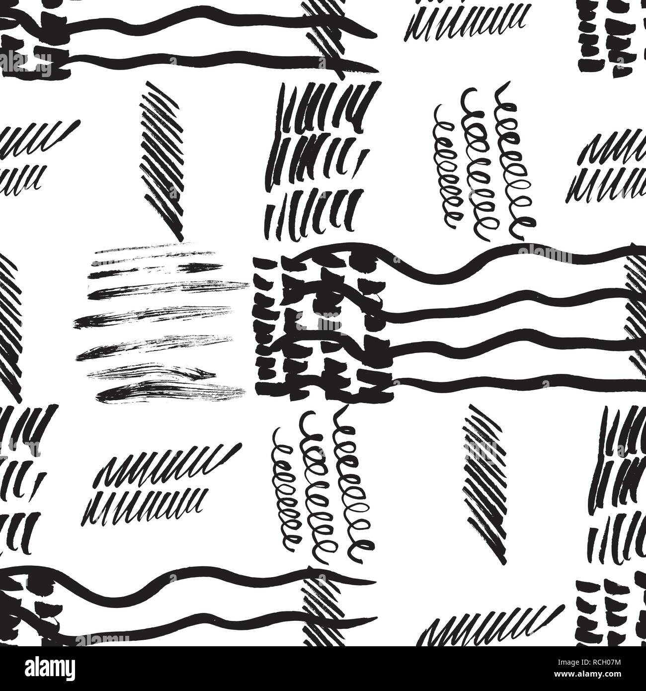 Seamless pattern hand drawn with a brush strokes. Abstract brushstrokes ...