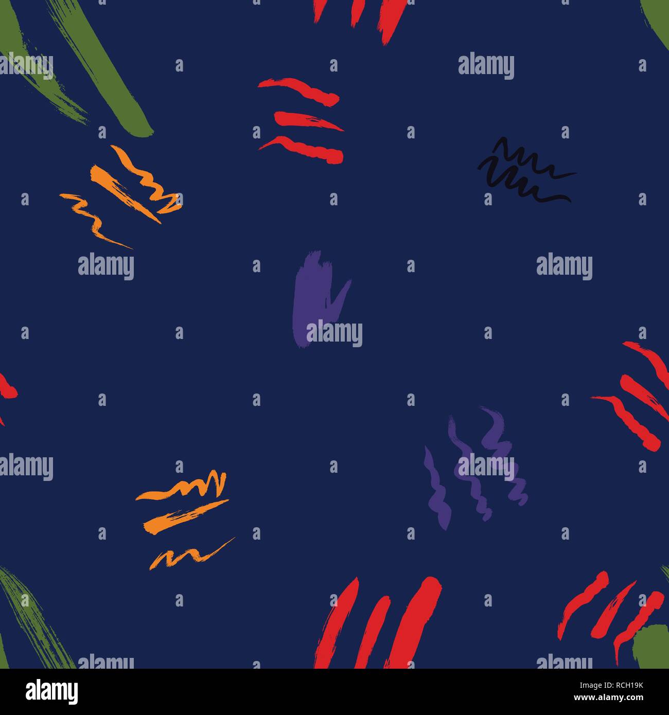 Seamless pattern hand drawn with a brush strokes. Abstract brushstrokes ...
