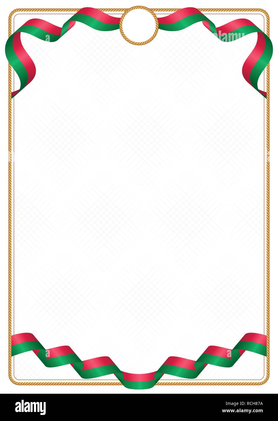 Frame and border of ribbon with the colors of the Maldives flag ...