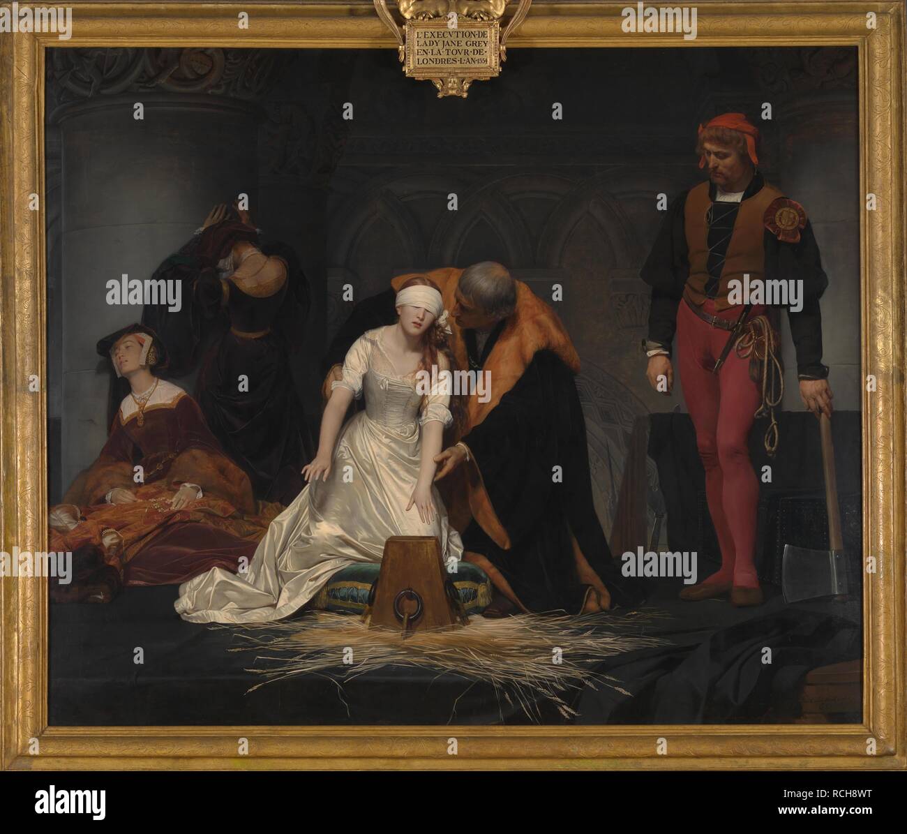 The Execution of Lady Jane Grey. Museum: National Gallery, London. Author: Delaroche, Paul Hippolyte. Stock Photo