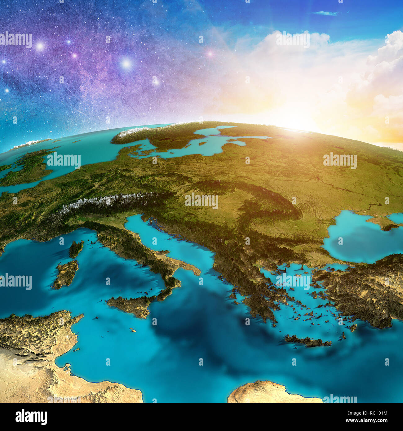 Mediterranean Europe map Stock Photo