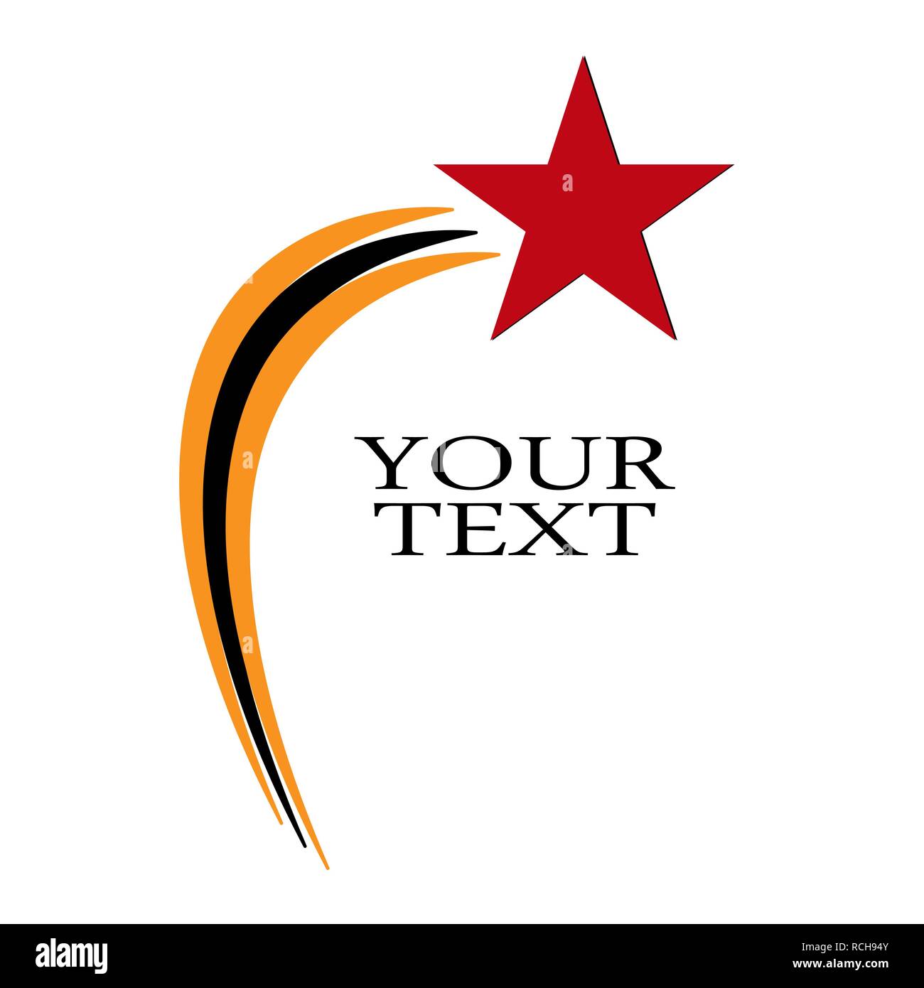 Red five-pointed star and three curved rays in the colors of St. George's ribbon Stock Vector