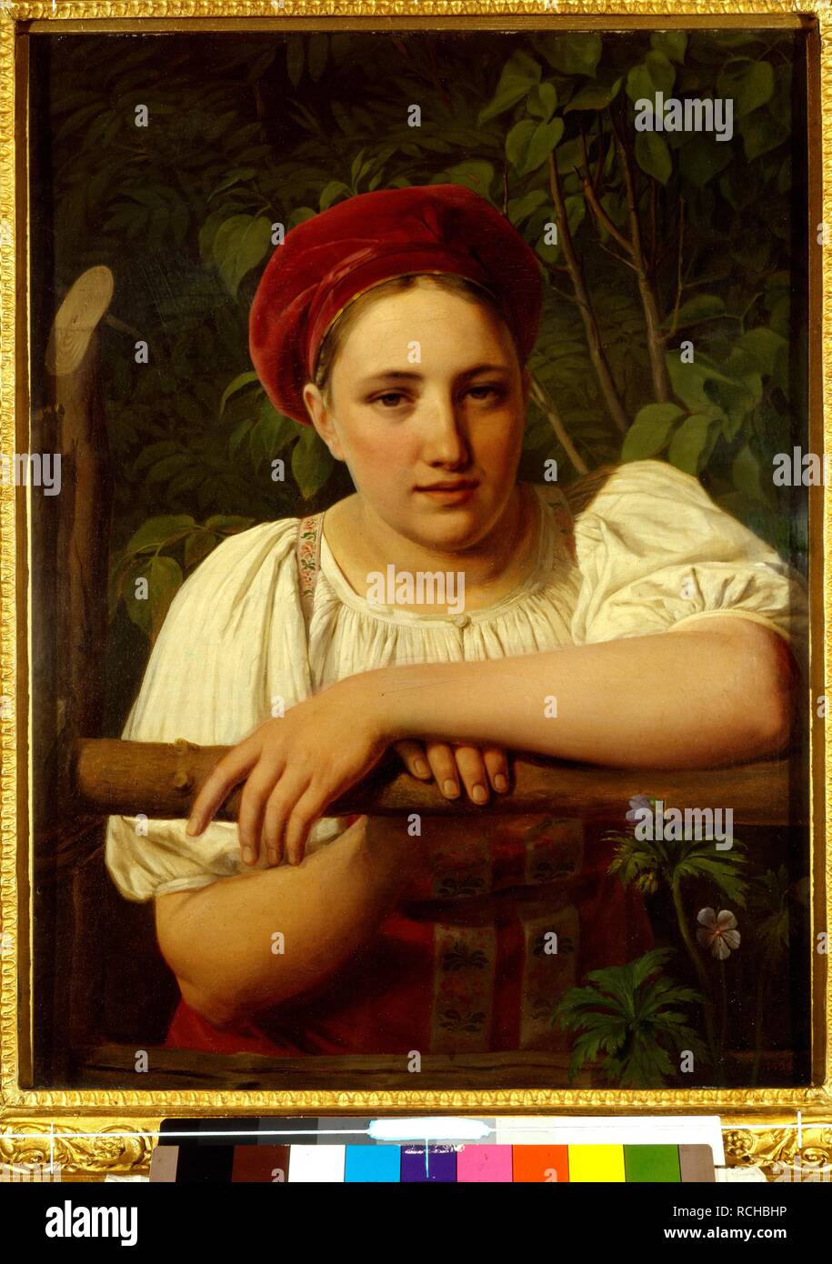 A Peasant Girl of Tver Region. Museum: State Russian Museum, St. Petersburg. Author: Venetsianov, Alexei Gavrilovich. Stock Photo