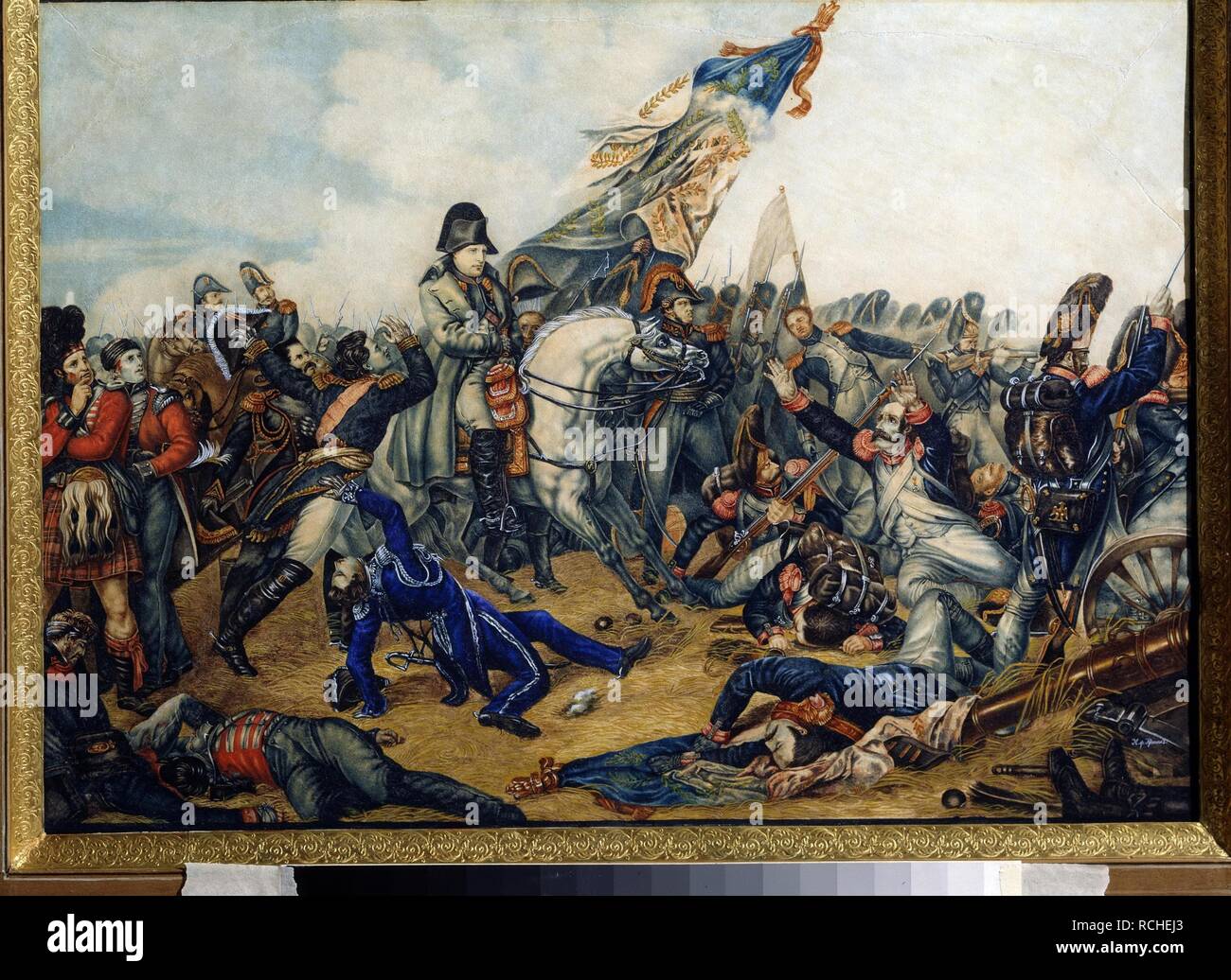 The Battle of Waterloo. Museum: State Borodino War and History Museum, Moscow. Author: Steuben, Charles de. Stock Photo