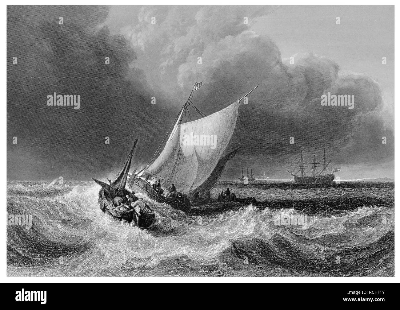 J.M.W Turner dutch boats in a gale engraved by J.C.Armitage Stock Photo ...