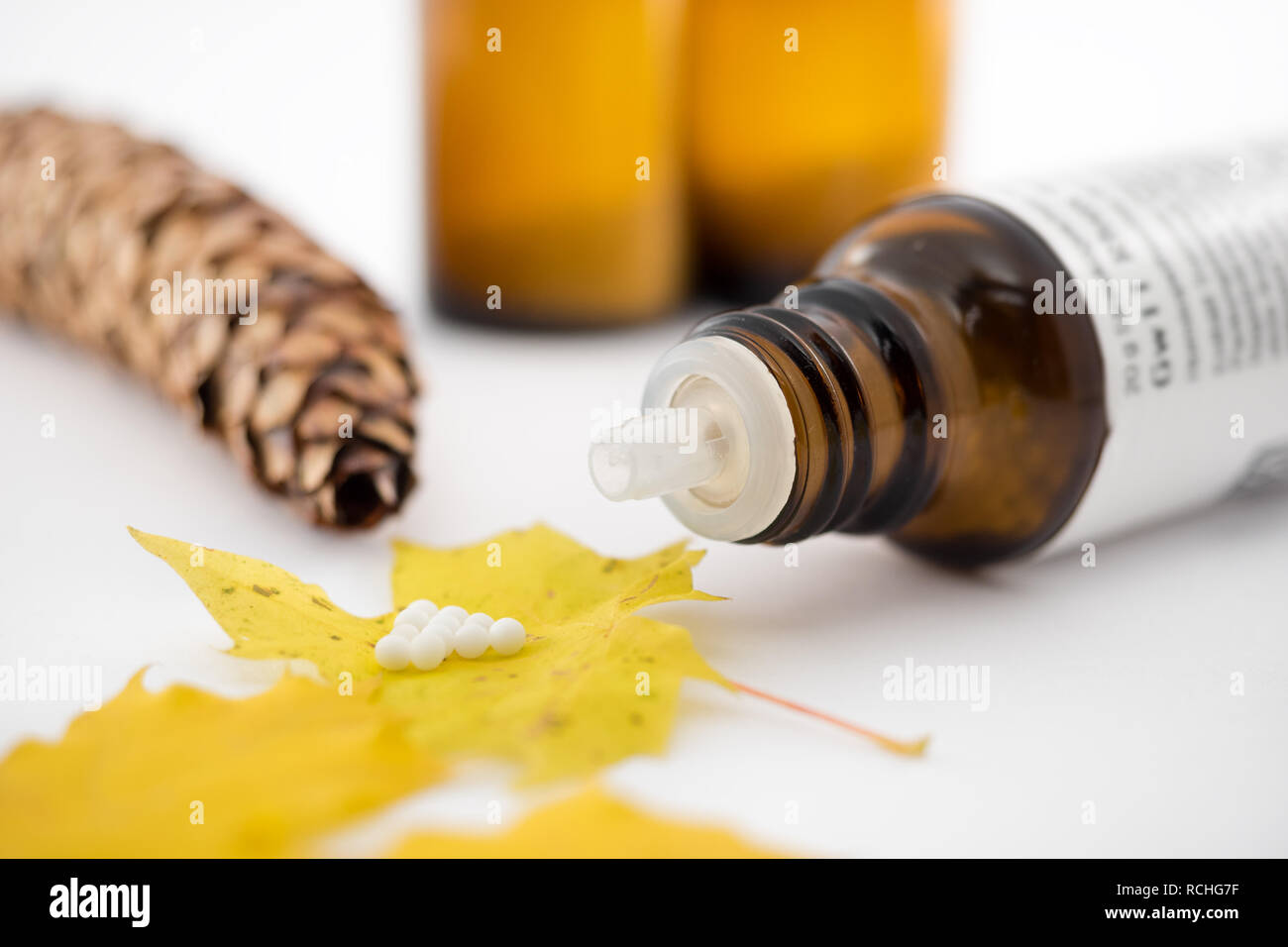 Homöopathische Heilmittel Globuli Stock Photo