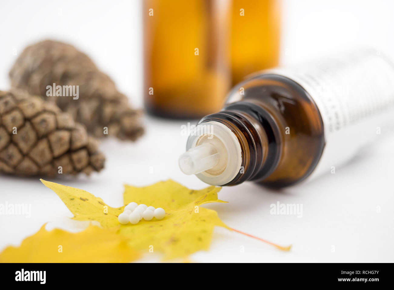 Homöopathische Heilmittel Globuli Stock Photo