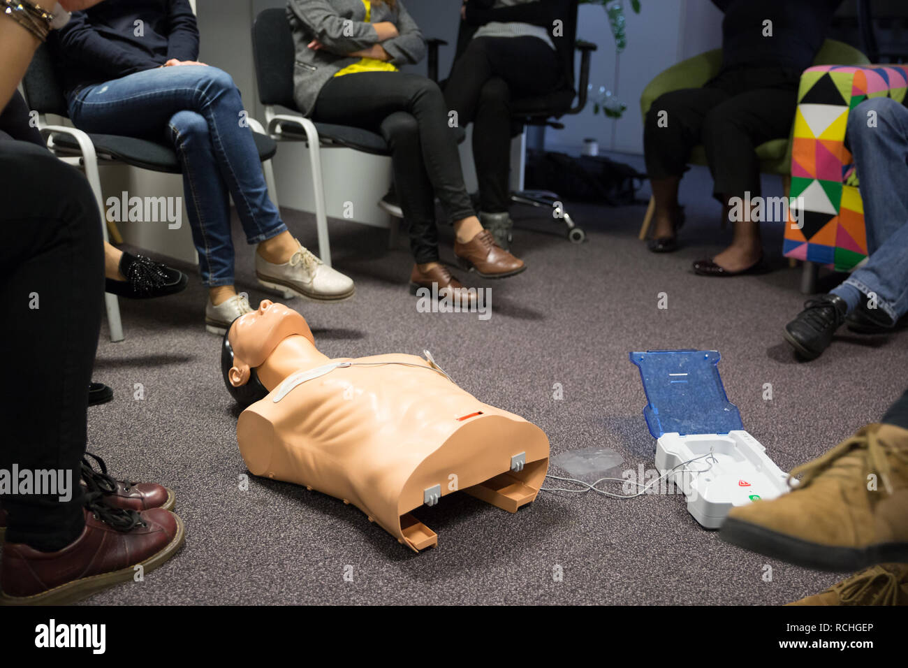 CPR course using automated external defibrillator device, AED Stock ...