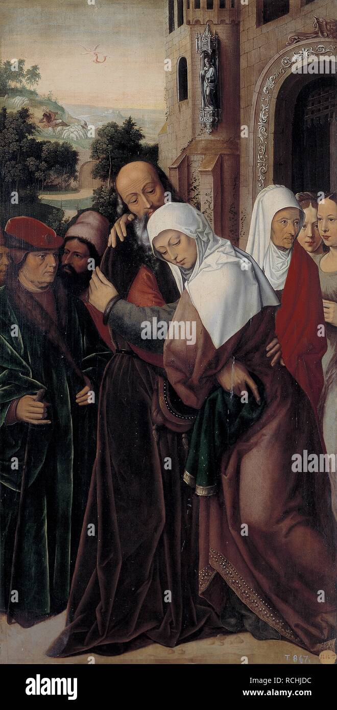 Meeting of Saints Joachim and Anne at the Golden Gate. Museum: Museo del Prado, Madrid. Author: BENSON, AMBROSIUS. Stock Photo