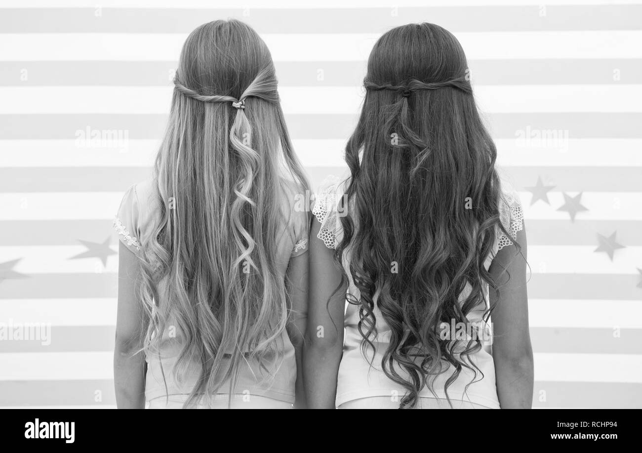 Girls Children Long Curly Hair Rear View Treat Hair Proper