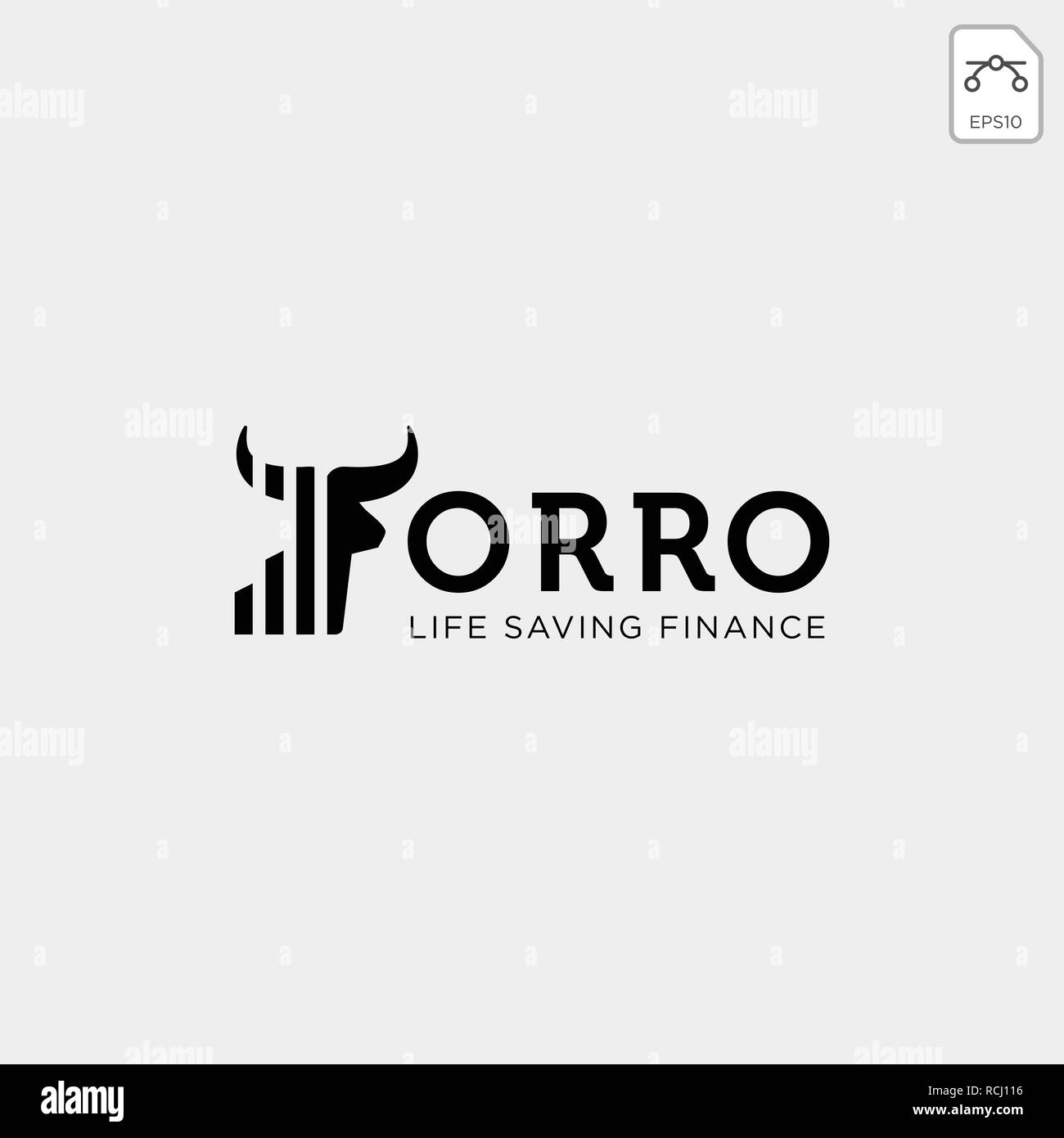 torro bull chart bar statistic logo vector icon template - vector Stock Vector