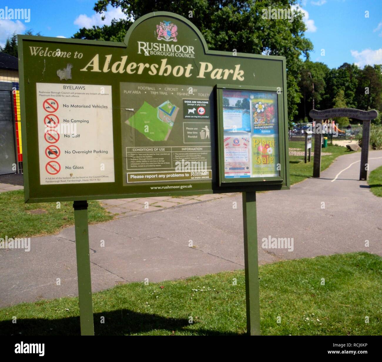 Aldershot Park Signage Stock Photo Alamy