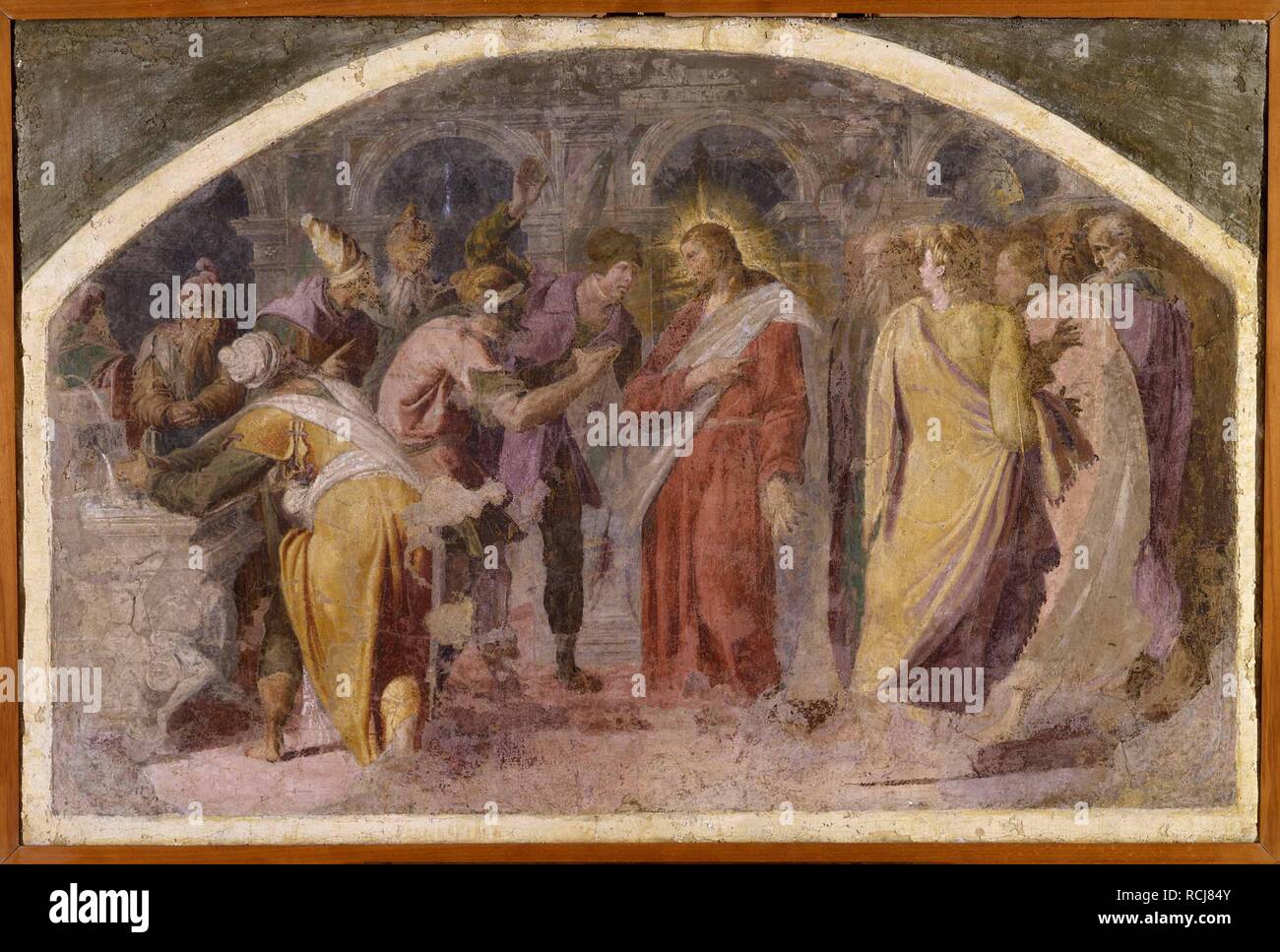 Jesus and the Pharisees. Museum: Pinacoteca Nazionale di Bologna. Author: TIBALDI, PELLEGRINO. Stock Photo