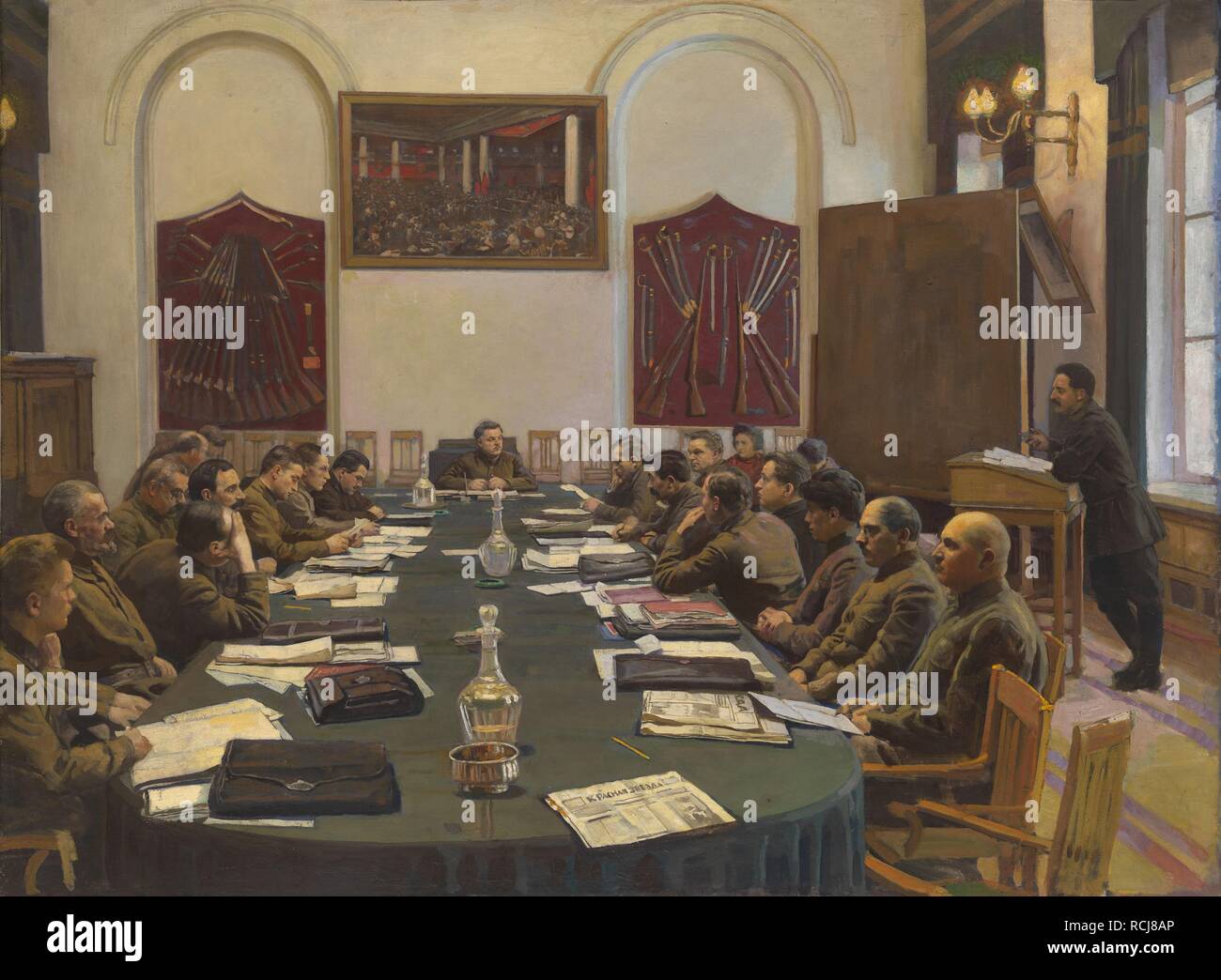 Assembly of the Revolutionary Military Council of the USSR, Chaired by Kliment Voroshilov. Museum: PRIVATE COLLECTION. Author: Brodsky, Isaak Izrailevich. Stock Photo